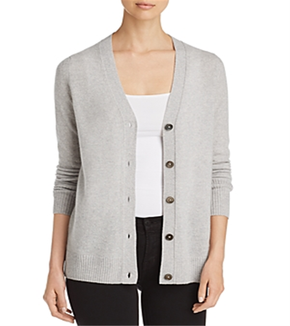 C By Bloomingdale's Cashmere Women's Grandfather Cardigan Gray Size S