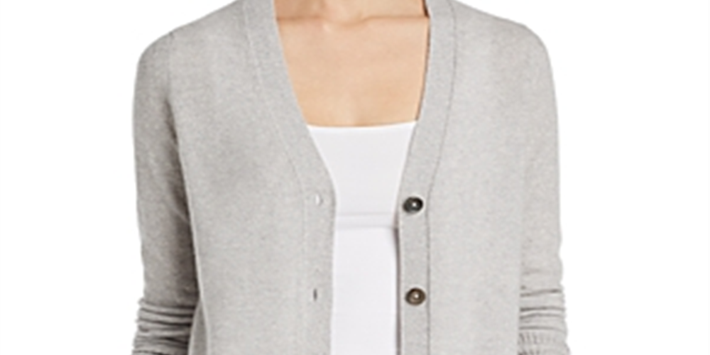 C By Bloomingdale's Cashmere Women's Grandfather Cardigan Gray Size S