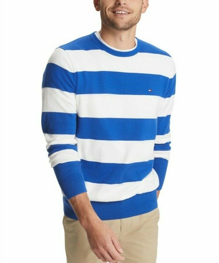 Tommy Hilfiger Men's Signature Rugby Striped Sweater Blue Size XXL