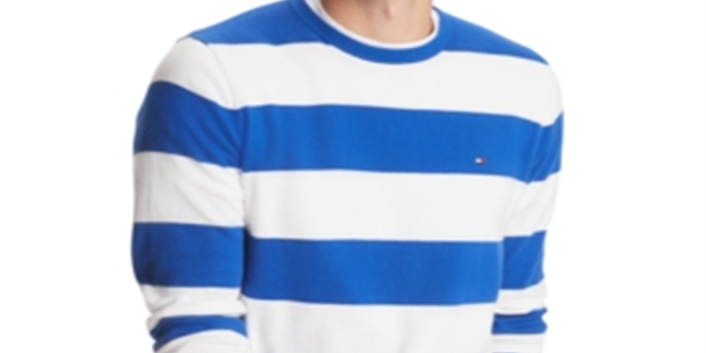 Tommy Hilfiger Men's Signature Rugby Striped Sweater Blue Size XXL