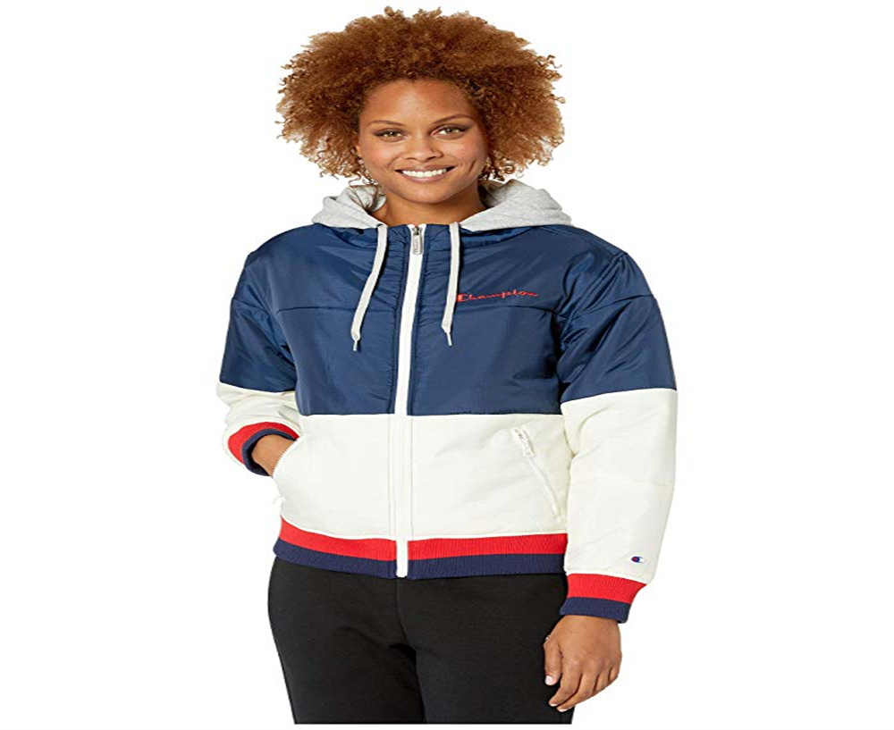 Champion Women's Hooded Long Sleeve Quarter Zip Pullover Blue Size Medium