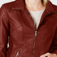 Style & Co Women's Faux Leather Moto Jacket Red Size Small