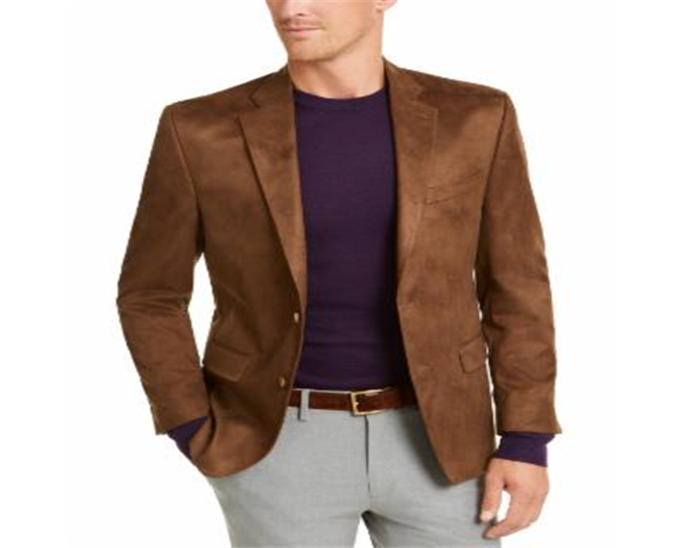 Lauren Ralph Lauren Mens Faux Suede Classic Fit Two-Button Blazer Brown Size 42R
