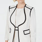 Kasper Women's Contrast Trim Open Front Blazer White Size 16