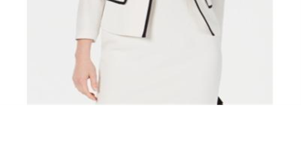 Kasper Women's Contrast Trim Open Front Blazer White Size 16