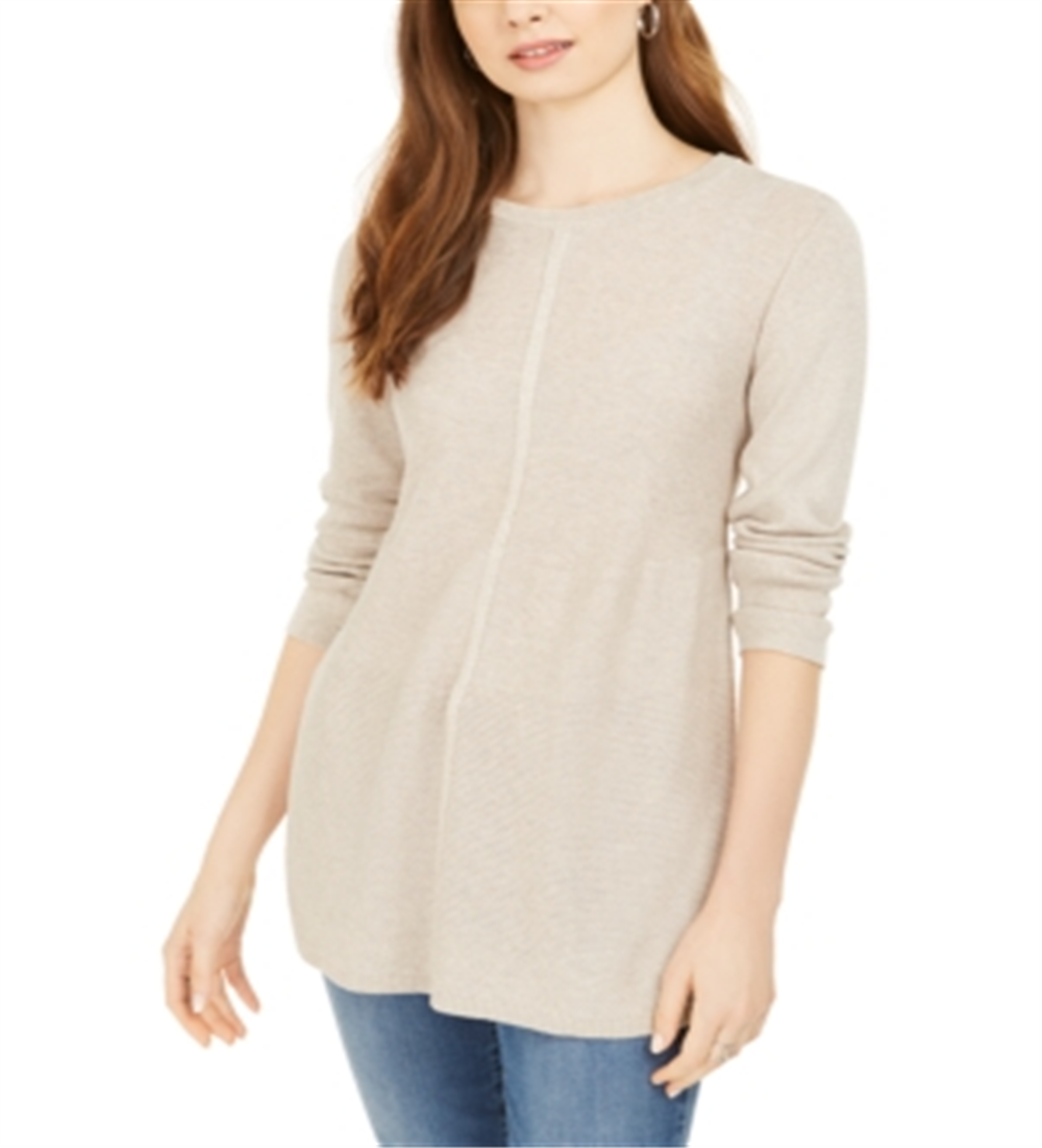 Style & Co Petite Mixed-Stitch Tunic Sweater Brown Size Petite XL