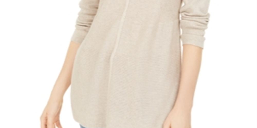 Style & Co Petite Mixed-Stitch Tunic Sweater Brown Size Petite XL