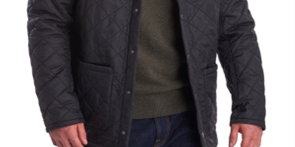 Men's Jacket Quilted Corduroy-Collar Black Size M