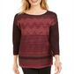 JM Collection Women's Metallic Stitched Drop-Shoulder Sweater Wine Size Medium