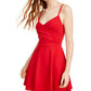 Trixxi Juniors' Ruched Sleeveless Fit & Flare Dress Red Size 2XL