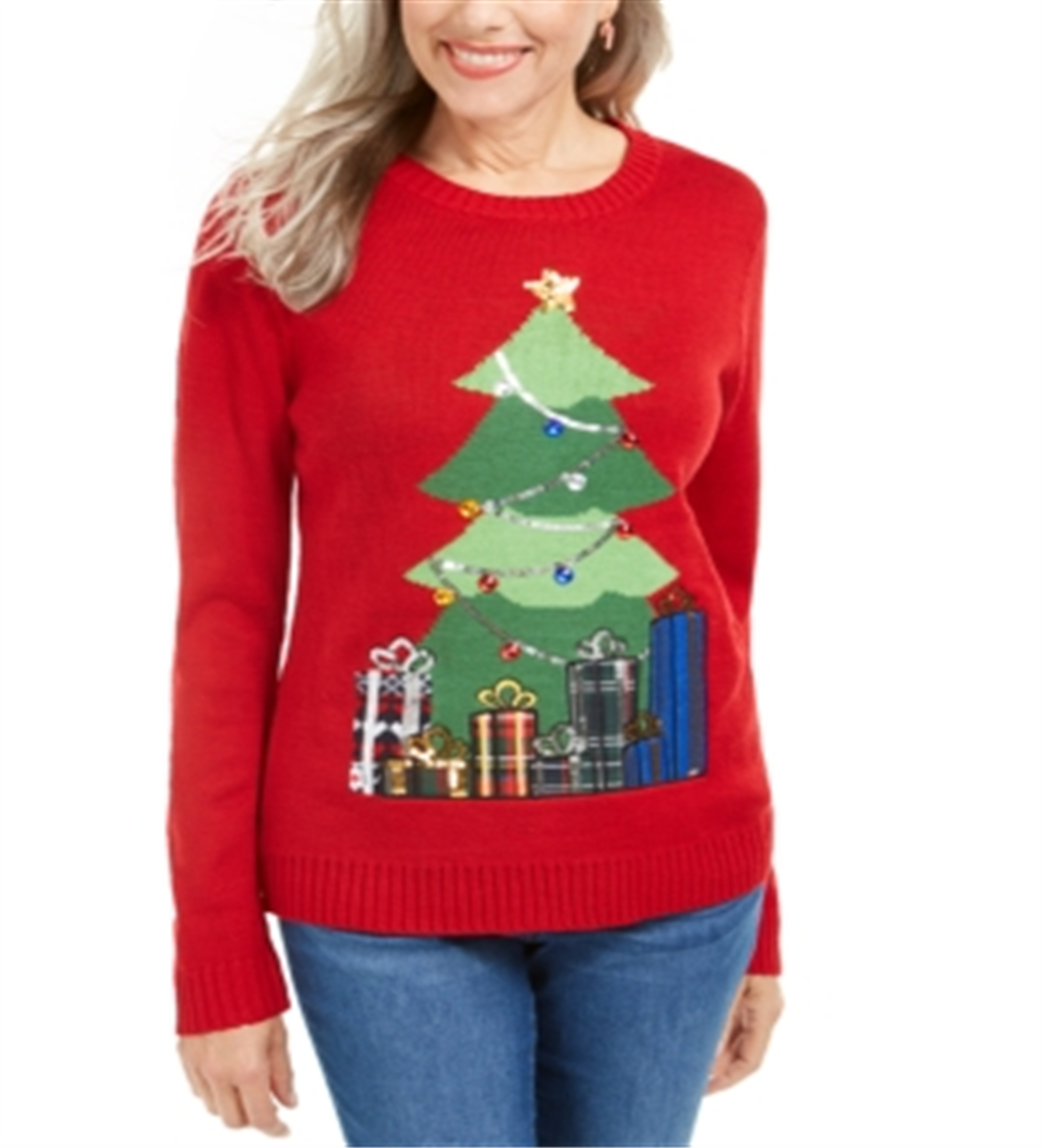 Karen Scott Women's Midnight Presents Sweater Red Size Petite XL