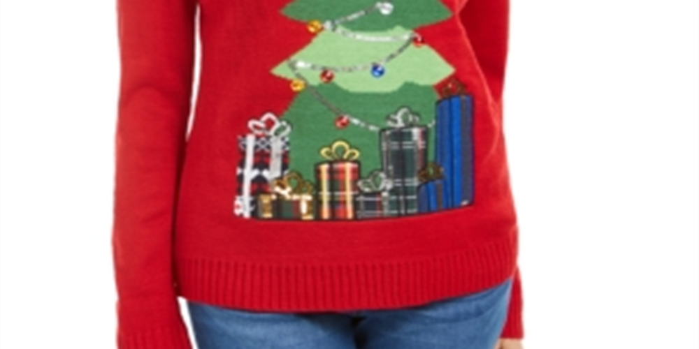 Karen Scott Women's Midnight Presents Sweater Red Size Petite XL