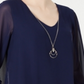 JM Collection Women's Asymmetrical Necklace Blouse Blue Size Small