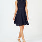 Calvin Klein Women's Sleeveless Jewel Neck Above the Knee Fit Flare Cocktail Dress Blue Size 8 Petite