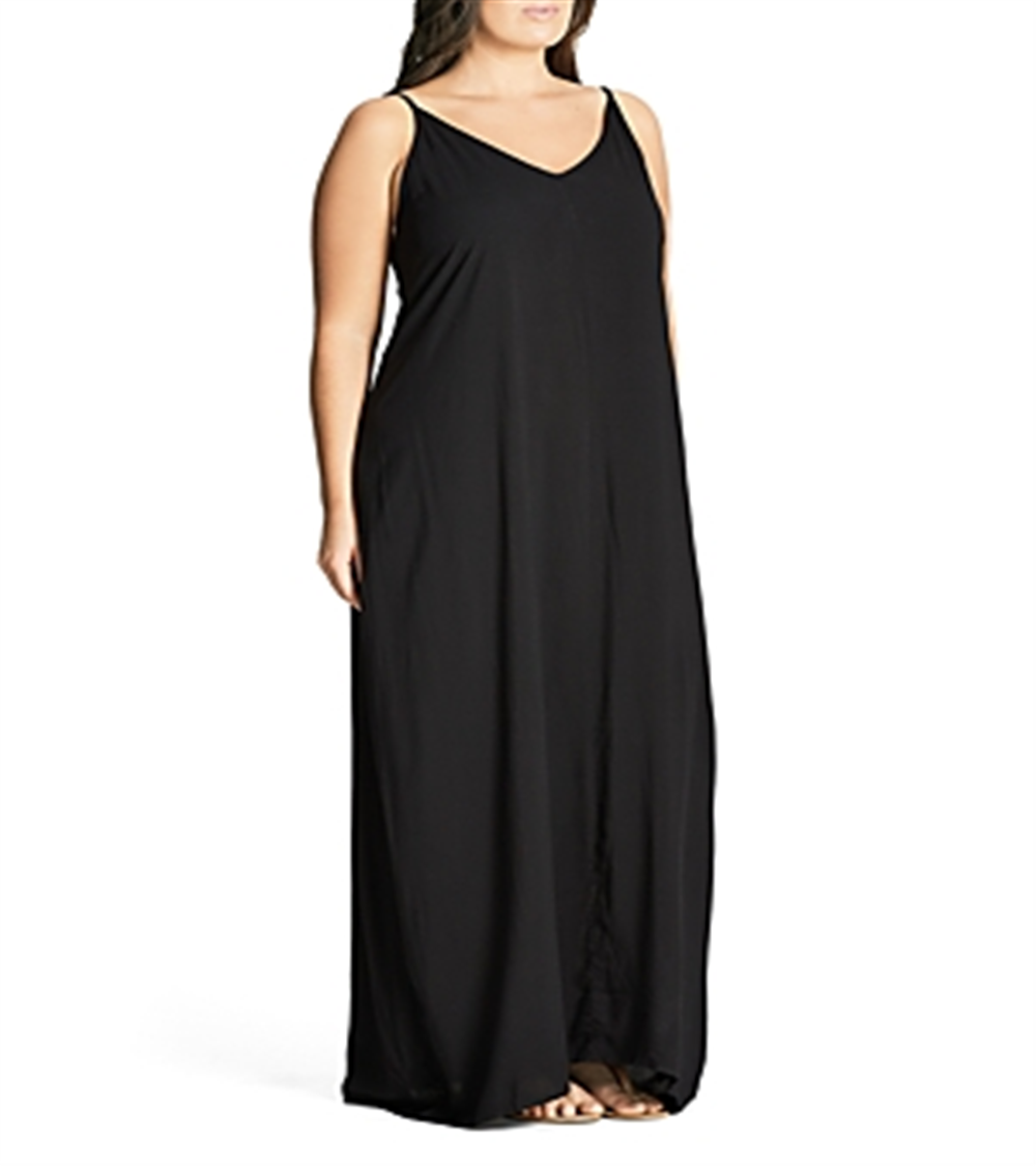 City Chic Women's MAXI V NECK Black Size X-Small