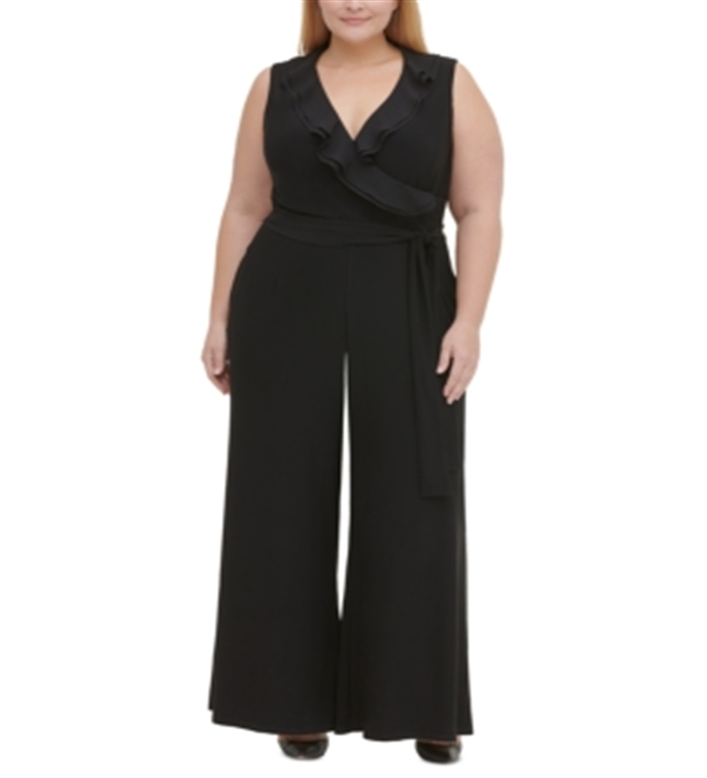 tommy-hilfiger-womens-sleeveless-wrap-jumpsuit-black-size-petite-small