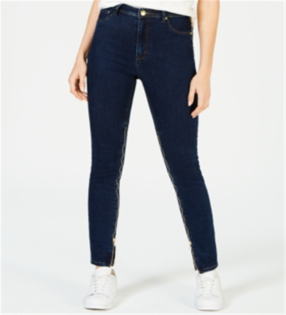 La La Anthony Women's Power Zip Stiletto High Rise Skinny Jeans Blue Size -2