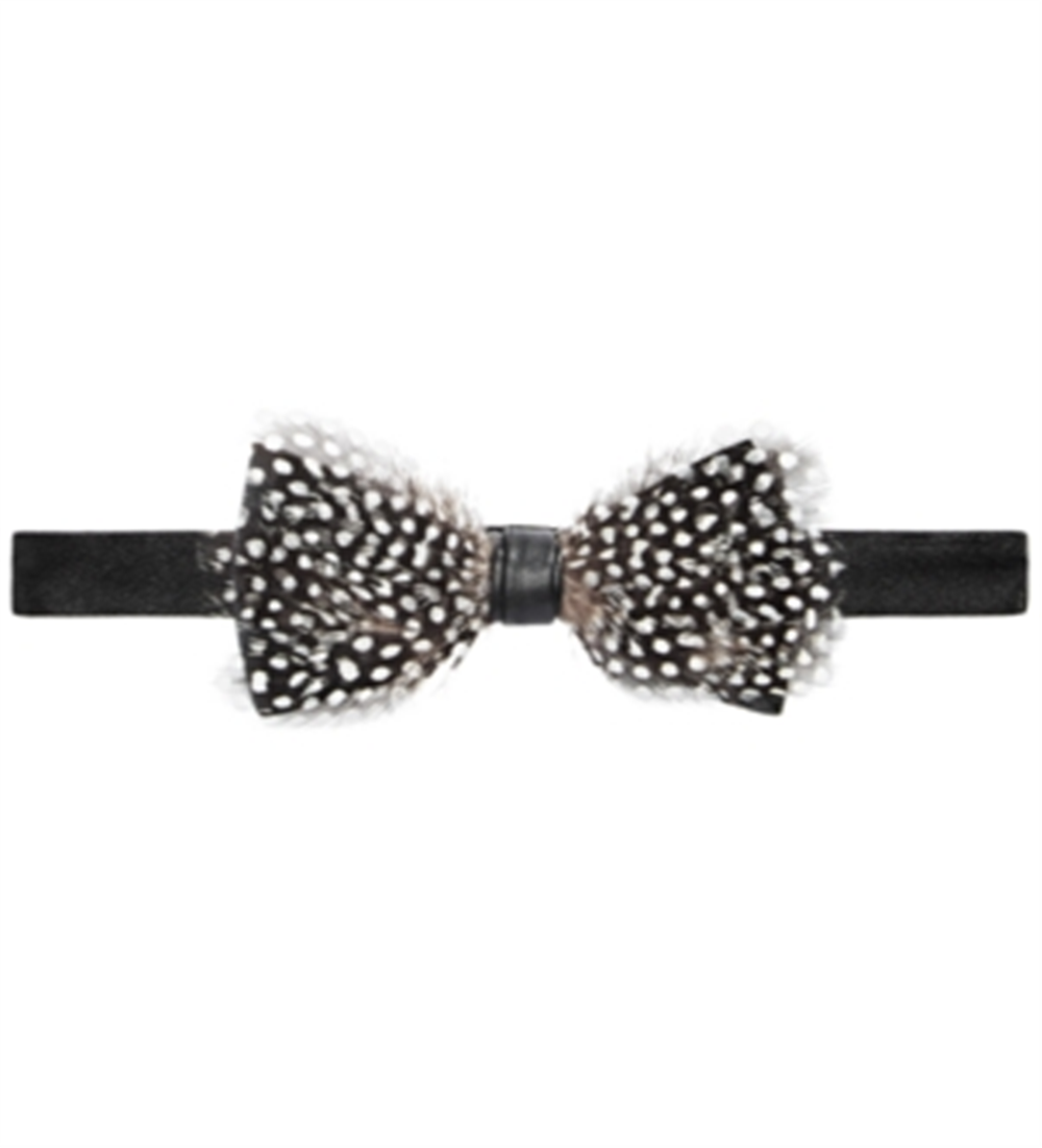 Tallia Men's Polka Dot Feathered Bow Tie Black Size Regular