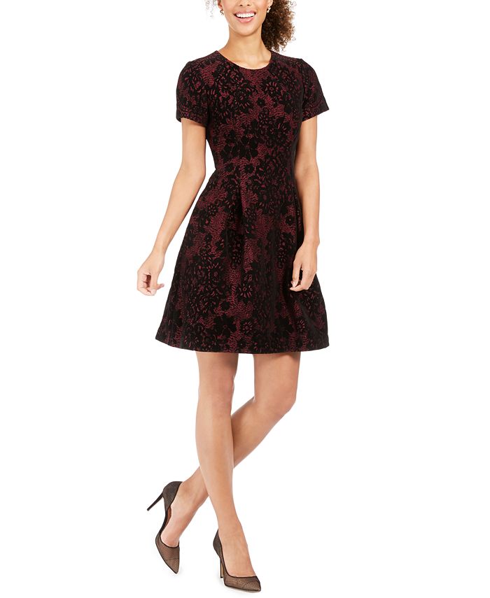 Vince Camuto Women's Burnout Lace Fit & Flare Dress Black Size 12