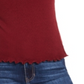 Planet Gold Junior's Mock Neck Lettuce Trim Top Red Size X-Large