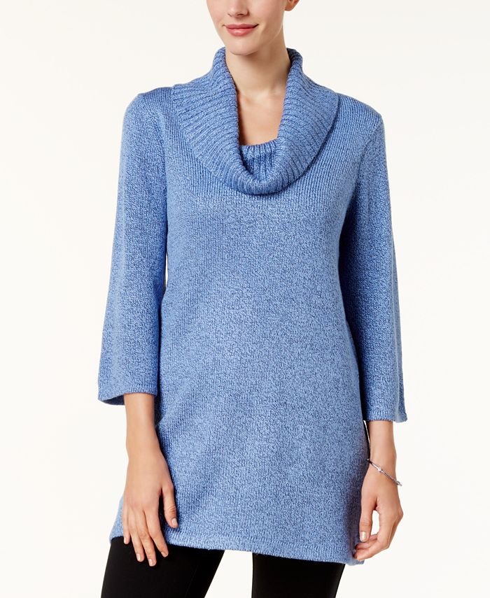 Karen Scott Women's Cowlneck Tunic Blue Size Small