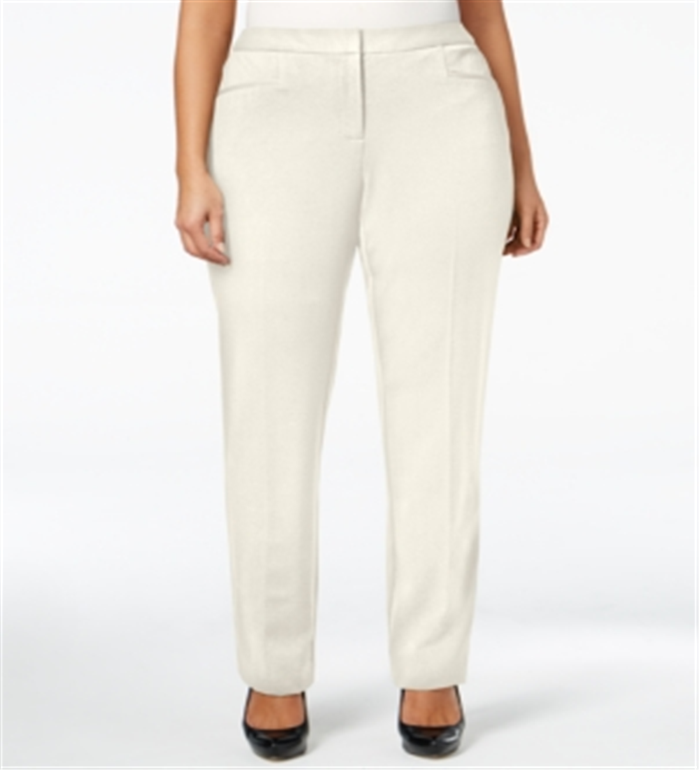 Alfani Women's Modern Straight Leg Pants Ivory Size 22W