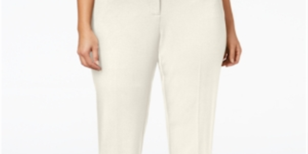 Alfani Women's Modern Straight Leg Pants Ivory Size 22W