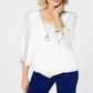 JM Collection Women's Asymmetrical Necklace Blouse White Size Medium