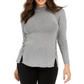Style & Co Women's Mock Neck Lace up Sweater Gray Size Petite L