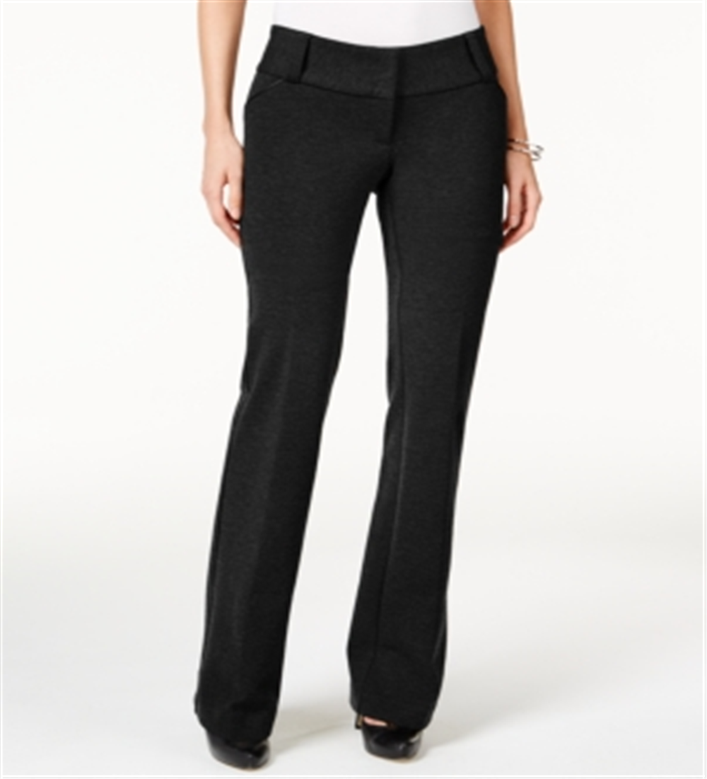 Alfani Women's Faux Leather Trim Wide Leg Trousers Black Size 0 Petite