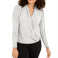 Alfani Women's Petite Surplice Top  White Size Petite M
