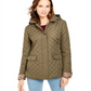Charter Club Women's Quilted Hooded Jacket Green Size Petite Medium