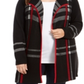 Charter Club Women's Plus Size Plaid Open-Front Cardigan  - Deep Black Size 0X