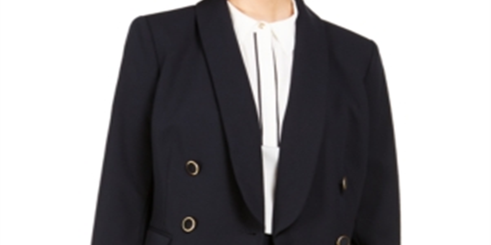 Calvin Klein Women's Knit Double Button Front Jacket Blue Size 16