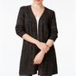 Karen Scott Women's Marled Knit Duster Cardigan -Black Size Petite S/M