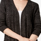 Karen Scott Women's Marled Knit Duster Cardigan -Black Size Petite S/M
