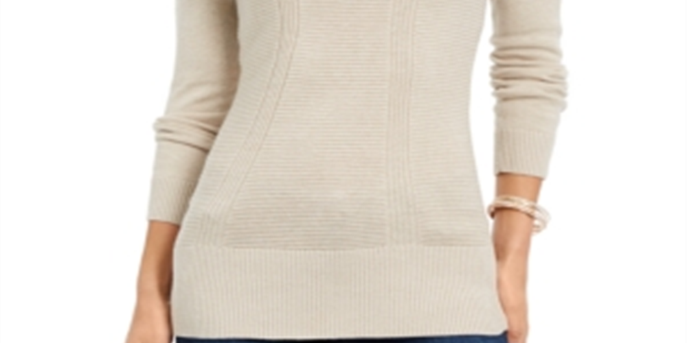 Style & Co Women's Mixed Stitch Sweater Beige Size XS