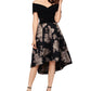 Xscape Women's Floral Short Sleeve Off Shoulder Tea Length Hi Lo Formal Dress Black Size 14 Petite