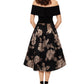 Xscape Women's Floral Short Sleeve Off Shoulder Tea Length Hi Lo Formal Dress Black Size 14 Petite