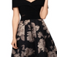 Xscape Women's Floral Short Sleeve Off Shoulder Tea Length Hi Lo Formal Dress Black Size 14 Petite