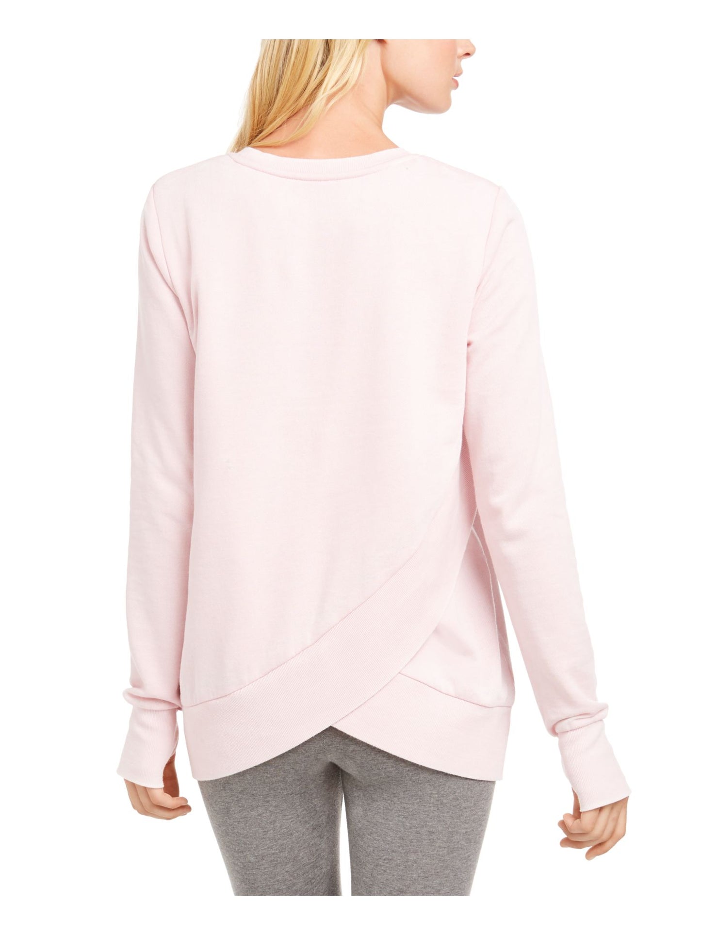 Ideology Women's Ribbed Trim Pull Over Sweatshirt -Pink Size L