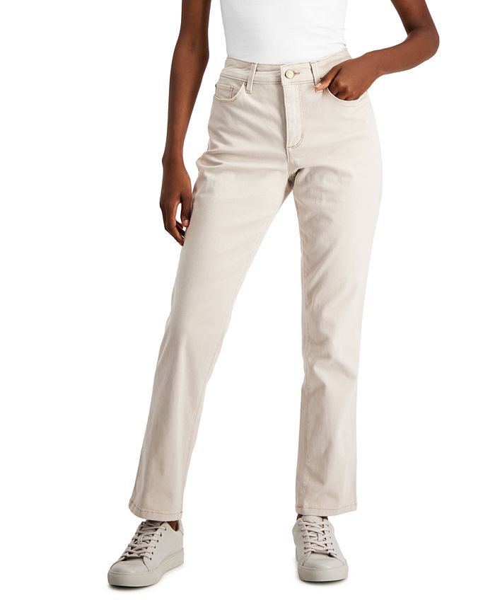 Charter Club Women's  Petite Lexington Straight-Leg Jeans White Size 10 P