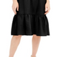 INC International Concepts Women's Linen Blend Twist Front MIDI Dress Black Size XXL