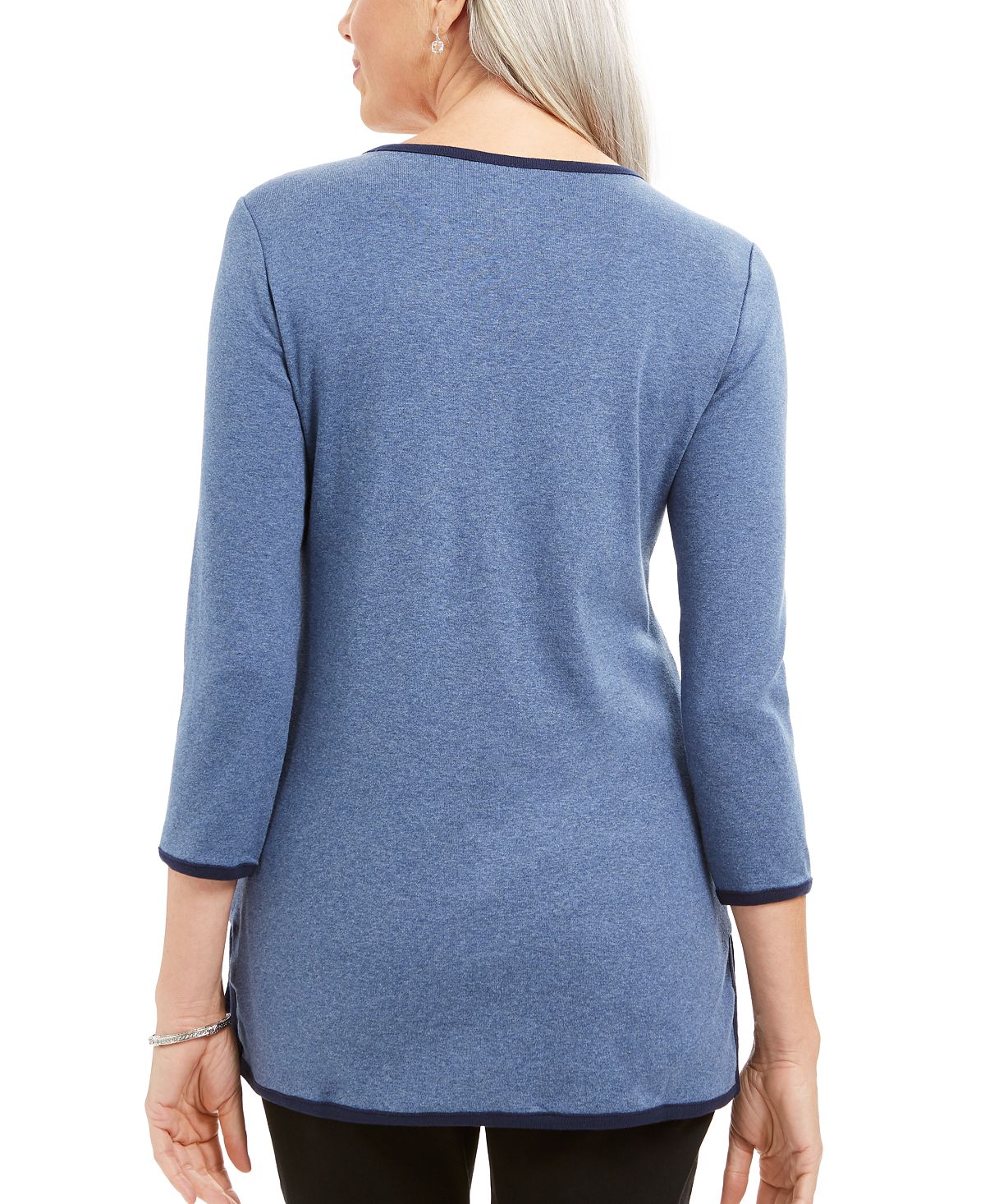 Karen Scott Women's Cotton Tipped Tunic Blue Size S