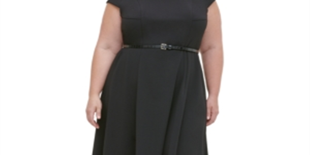 Tommy Hilfiger Women's Plus Belted MIDI Dress Black Size 18 W