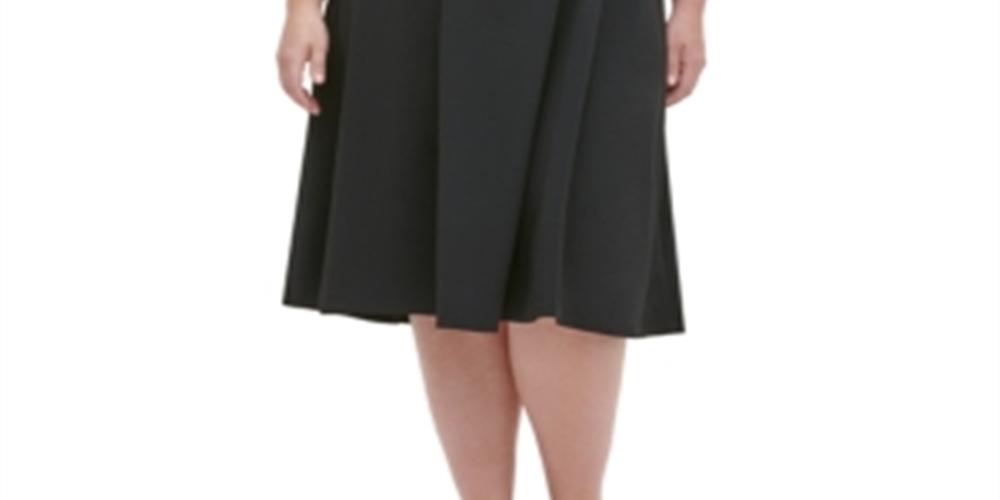 Tommy Hilfiger Women's Plus Belted MIDI Dress Black Size 18 W