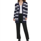 Calvin Klein Women's Striped Open Cardigan Navy Size XL