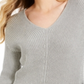 Charter Club Women's Gray Printed Long Sleeve V Neck Blouse Sweater Size Petite Large