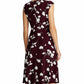 Ralph Lauren Women's Casual Plum & Colonial Cream Floral Jersey Fit & Flare Dress Wine Size 6