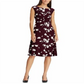 Ralph Lauren Women's Casual Plum & Colonial Cream Floral Jersey Fit & Flare Dress Wine Size 6